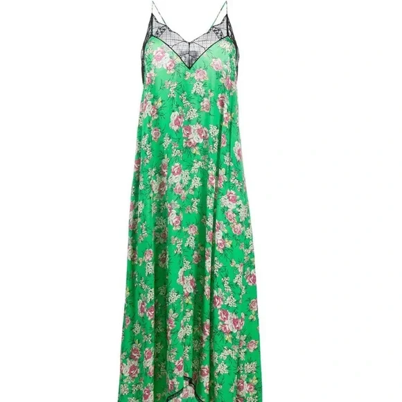 Zadig & Voltaire Vibrant Green Floral Midi Dress - Picture 2 of 5